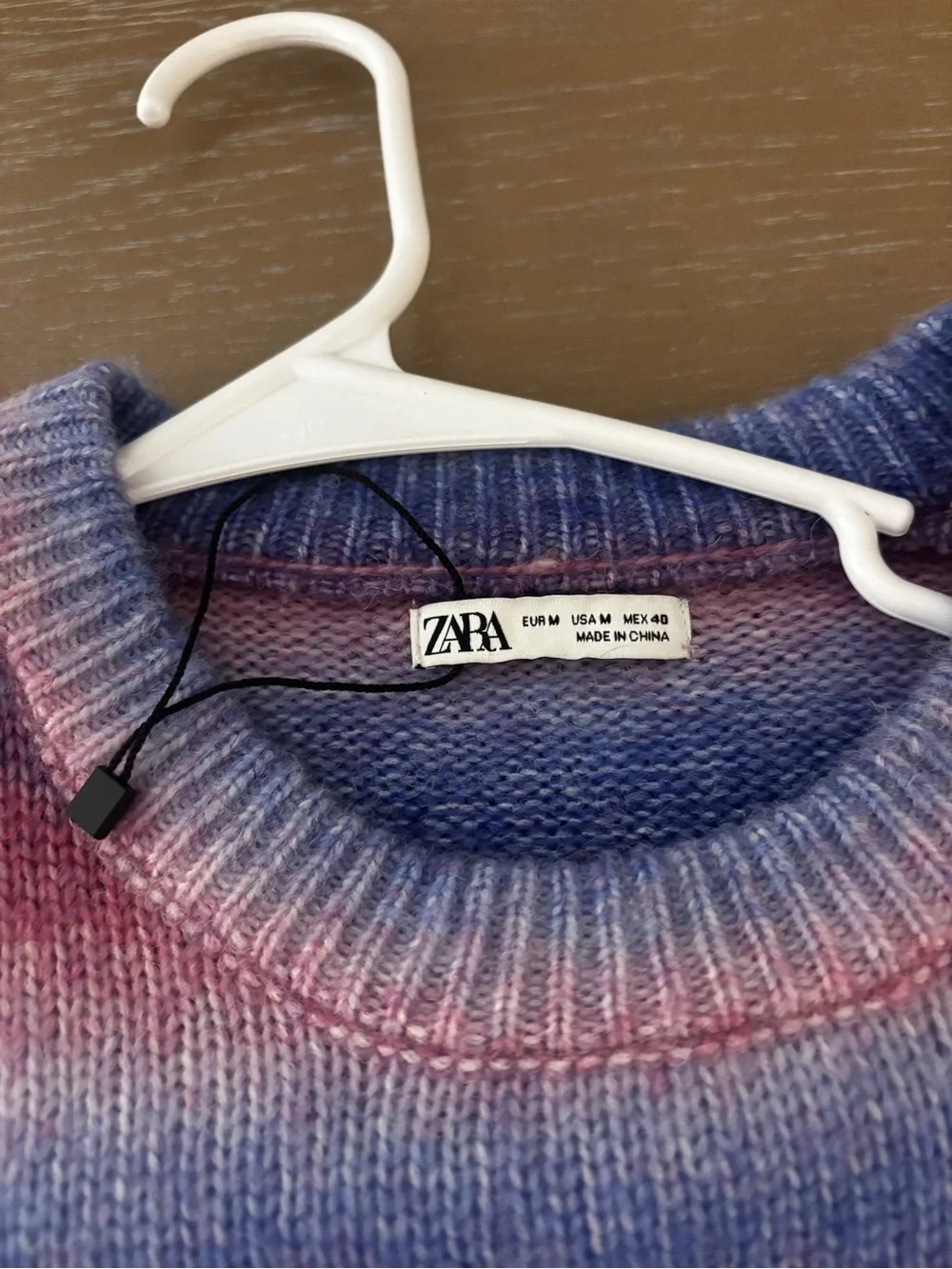 Zara Blue and Pink Striped Turtleneck Sweater